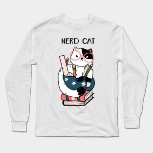 Nerd cat hand drawn Long Sleeve T-Shirt